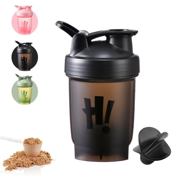 SHANGFENG Protein Shaker Bottle With PP Ball Leak Proof Secure Drinking Flip Cap Plastic Workout Water Bottle for Powder Shaker Gym Sports Supplement Fitness Workout 350 ml (black)