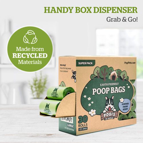 Pogi’s Dog Poop Bags - 30 Rolls (450 Doggie Poop Bags) - Leak-Proof Dog Waste Bags - Scented, Ultra Thick, Extra Large Poop Bags for Dogs