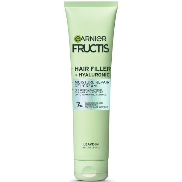 Garnier Fructis Hair Filler Moisture Repair Gel-Cream for Curly, Wavy Hair, with Hyaluronic Acid, 5.1 FL OZ, 1 Count