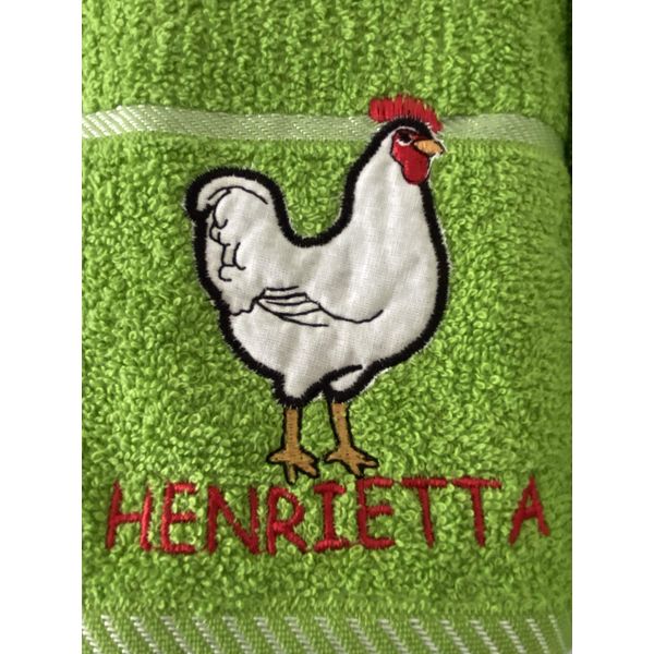 Riggs 100% Cotton 3 Pack Henrietta The Hen Design Kitchen Hand Tea Towels in Lime GreenL8