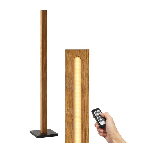 EDISHINE Mid Century Modern Floor Lamp with Remote, Dimmable Wood LED Corner