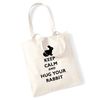 Keep calm and hug your rabbit tote bag