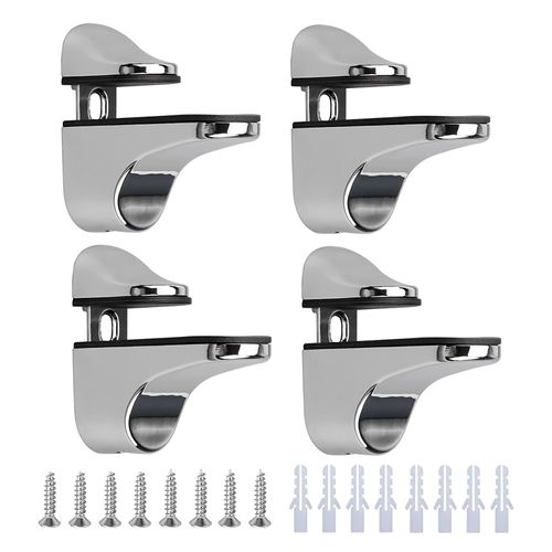 SyiXute 4 Pcs Glass Shelf Bracket,Adjustable Glass Shelf Bracket,Zinc Alloy Wall Mount Glass Shelf Support for 3-20 mm Thickness Shelf