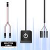 HALOULENI Desktop Power Switch, External Remote Start for PC Motherboard Power On Off Switch Button Extension Cable(Shell: black, light: color gradient