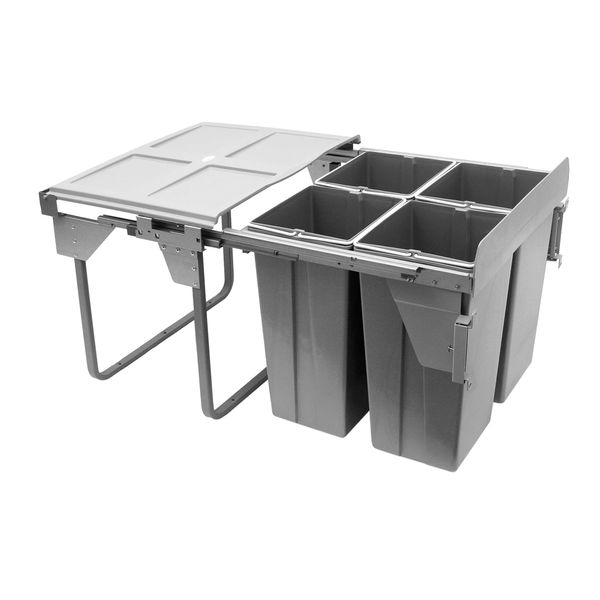 REJS RECYCLE BIN PULL OUT KITCHEN WASTE BIN W:600mm-4x17L(JC609M-4) w/front mounting