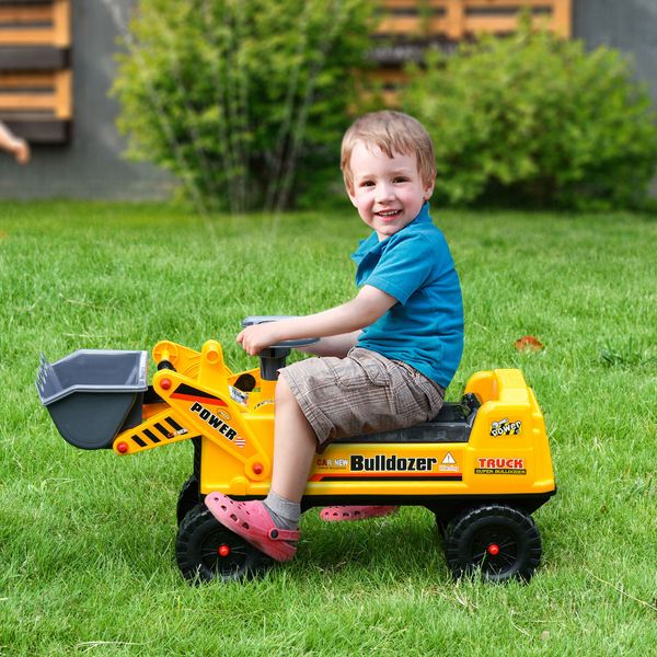 Kids Bulldozer Ride-On Toy for Toddlers w/ Storage, Digger, Sounds