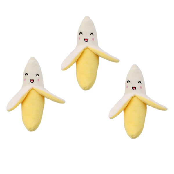 Galepromot 3 Pieces Yellow Banana Plush Squeeze Squeaker Puppy Dog Toys Plush Dog Chew Toys (Banana) Dog Squeak Toys