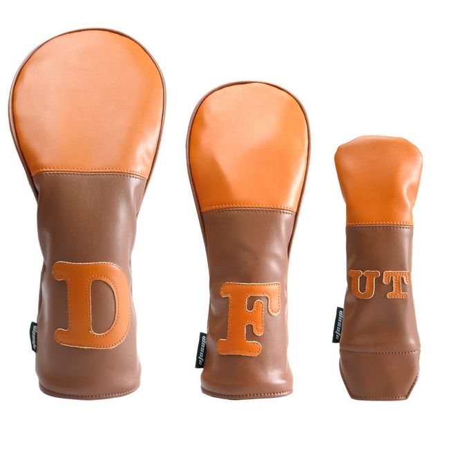 Golf Headcover Driver Wood Utility UT Set of 3 Waterproof twotone (3 Piece Set (DR x 1 FW x 2)