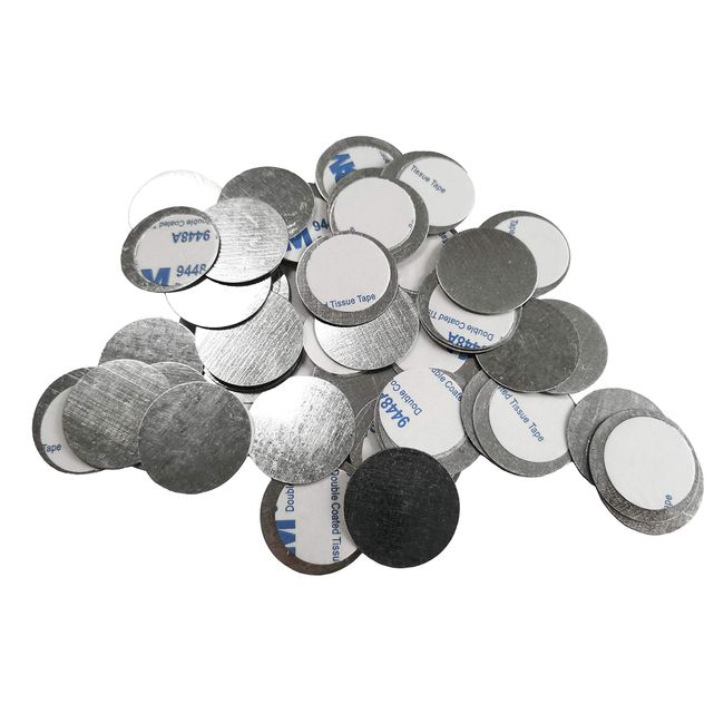 TUOKING 50pcs Round Metal Stickers for Non-Magnetic Eyeshadow Pan Use with Magnetic Makeup Palette (Diameter 2.5cm)