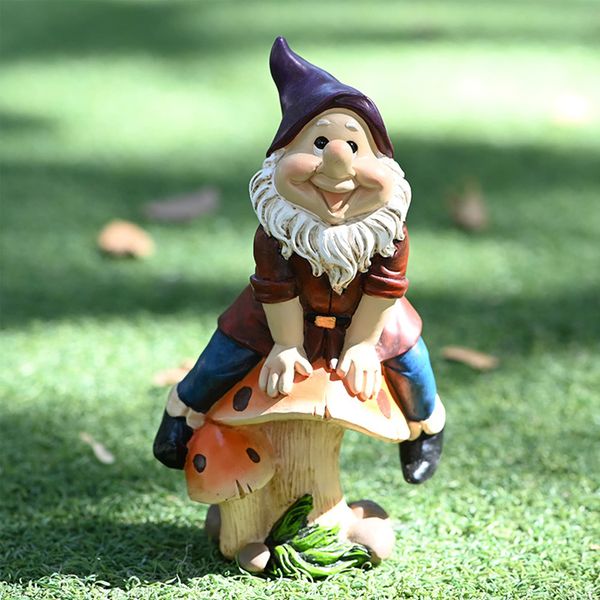 SUQ Mushroom Small Dwarf Outdoor Garden Ornaments, Miniature Cartoon Gnomes, Fairy tale Gnome Figurines, Cute Creative Miniature Dwarf Figurine Gift for Home Yard Potted Plants Lawn Decor(MG)