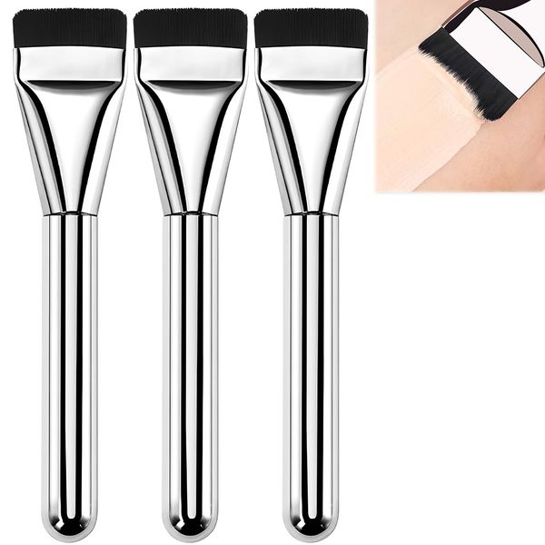 BSOON Foundation Makeup Pinsel, 3 Stück Foundation Brush Flachkopf Flüssiger Puderpinsel, Ultra Dünn Concealer Pinsel, Gesichtsbürste Premium Pinselhaare für Cremige Liquid Powder