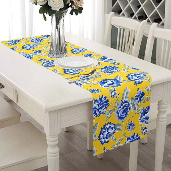 Printed Table Runner - Yellow and Blue