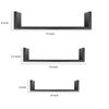 Contemporary Laminated MDF Floating U Wall Decor Shelves 3 Shelf Pack Walnut