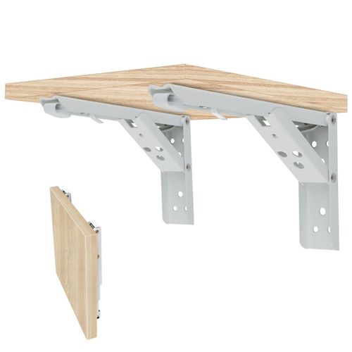 ANTEISI White Folding Shelf Bracket Hinges,12 in Floating Desk Hinge,Garage Table Hinges Wall Desk fold Down for Small Spaces Brackets 2 Pcs