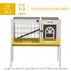 Wood Rabbit Hutch, Elevated Guinea Pig Cage with Run, Coffee