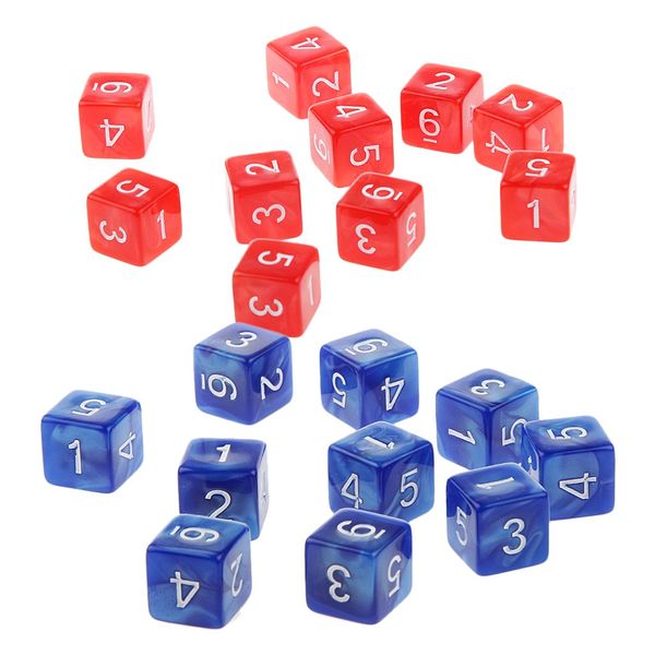 P Prettyia D6 Dice 6-Sided Dice D&D RPG Game Toys - About 20 Pieces - 23 Choices in Total - Blue and Red