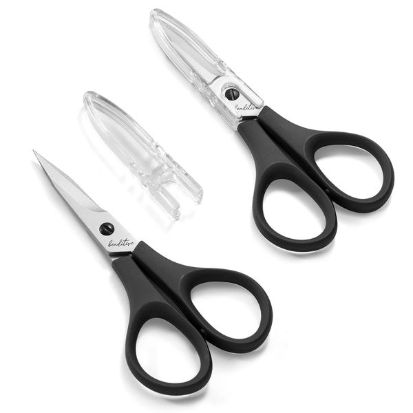 Beaditive Lightweight Sewing and Embroidery Scissors Set (2 Pieces) | Sewing, Embroidery, Paper Cutting Crafting | Stainless Steel | Protective Cover (10cm)