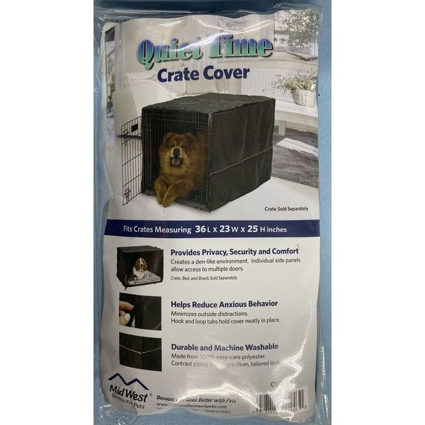 Midwest Quiet Time Dog Kennel, Cage, Crate Cover Black 36" x 23" x 25" Training