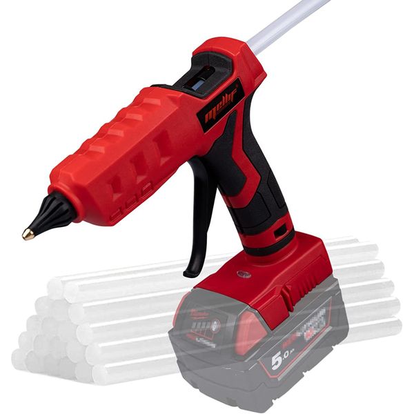 Mellif 100W Cordless Hot Glue Gun for Milwaukee M18 li-ion 18V Battery Powered with Full Size 11mm Sticks(No Battery Tool Bare)