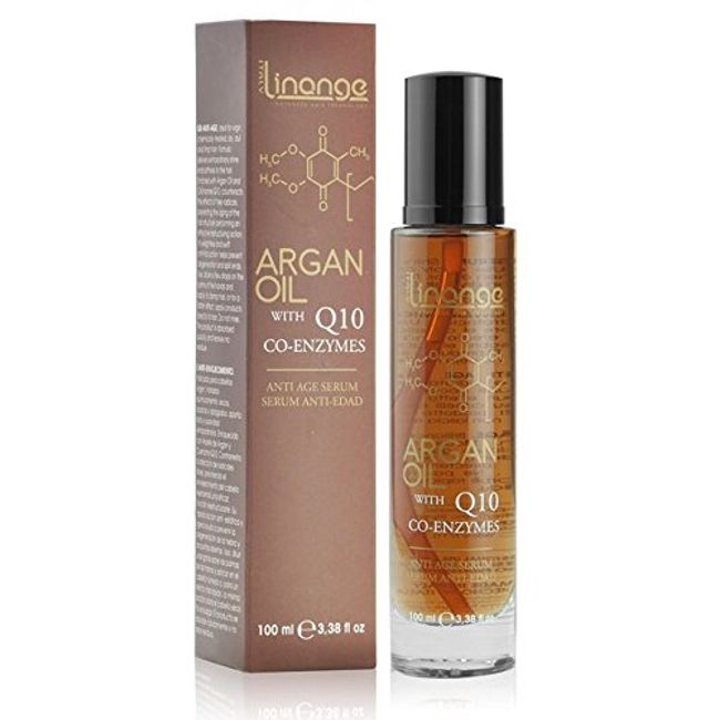 LINANGE Anti Age Serum with Argan Oil and Q10 Co-enzymes 3.38 Oz - Free Starry Lip Plumping Gloss 10ml