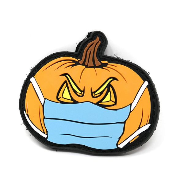Jack o' Lantern Pumpkin with Face Mask Tactical Patch | Halloween Morale Patch