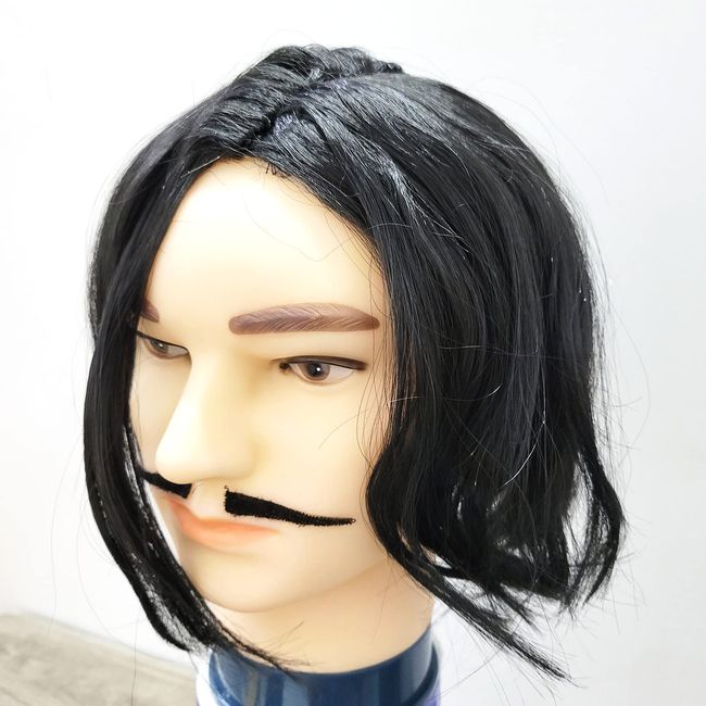 Costumes Men's Dirt Black Wig + Moustache Halloween Cosplay Costume Black Wig Set