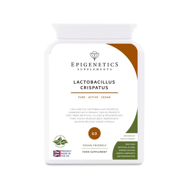 Lactobacillus Crispatus | 5 Billion CFU Probiotic + Jerusalem Artichoke Prebiotic (Inulin) | 60 Vegan Delayed Release Capsules UK Made | 2 Month Supply