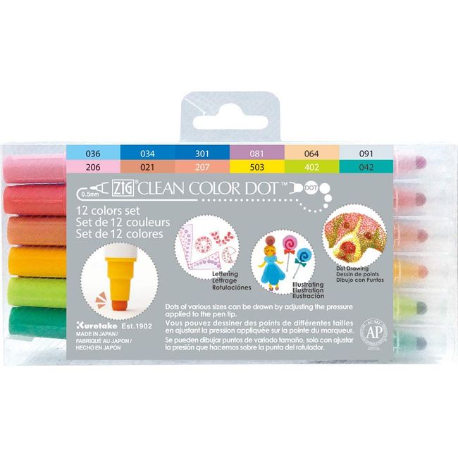 Kuretake TC-6100/12V Water Based Pen ZIG Clean Color Dot 12 Colors