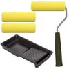 Mini Foam Sponge Paint Roller Brush Small Narrow Decorating Set Kit Tool Tray