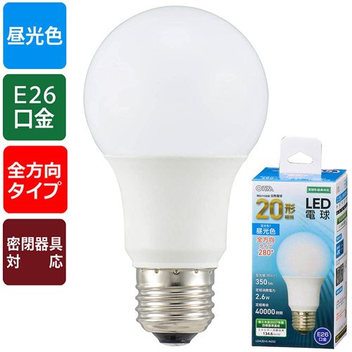 Ohm Electric LDA3D-G AG52 06-4453 OHM LED Light Bulb E26 20 Equivalent, Daylight