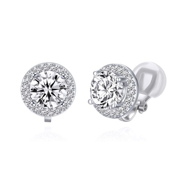 YOQUCOL Bright 8MM Cubic Zirconia Crystal Clip On Stud Earrings Round Non Pierced Earrings For Women Girls