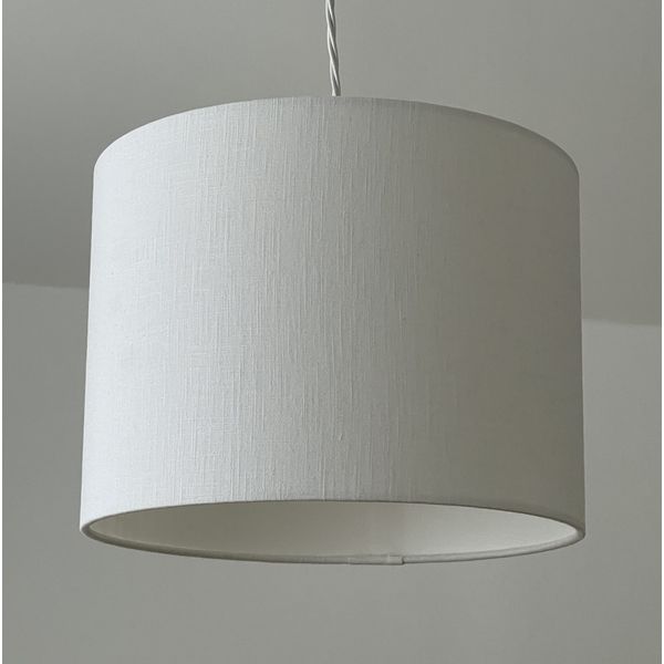 White Textured 100% Linen Drum Lampshade
