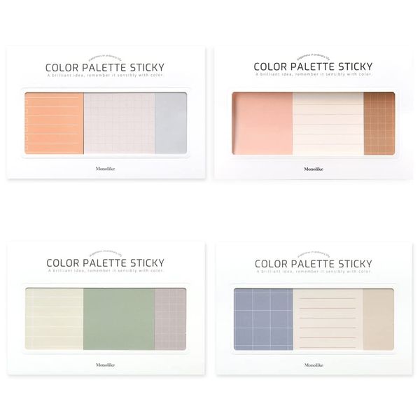 Monolike Color Palette Sticky Plan 30p B Set 4p - 30 Sheets Per Design Sticky Notes