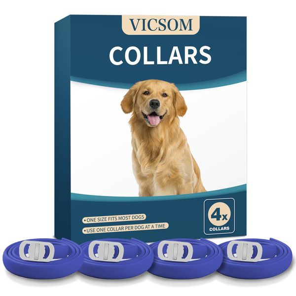 VICSOM 4 Pack Dog Collar, Waterproof & Adjustable Dog Collar for All Breeds(Blue)