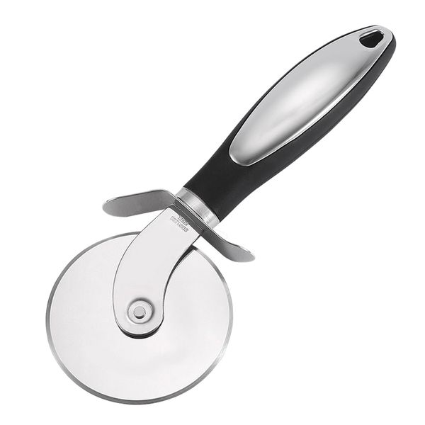 CUESVAP Stainless Steel Pizza Cutter Wheel, Multifunctional Kitchen Pizza Wheel Slicer, Professional 8.3 Inch Slicer with Non-Slip Handle, Black