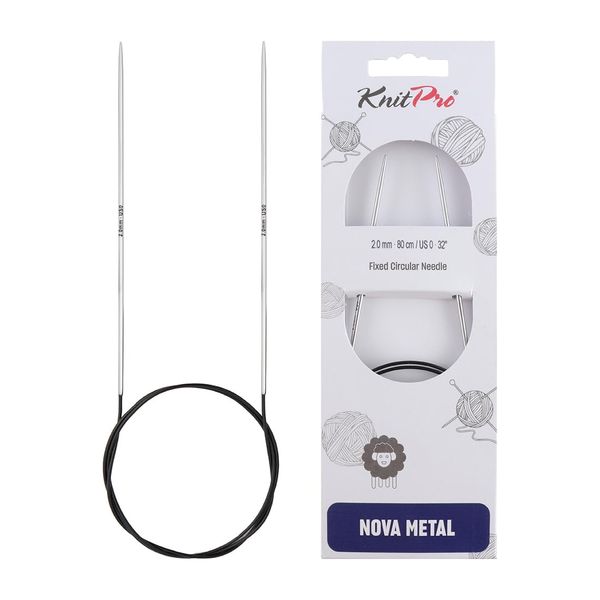 KnitPro KP10331 120 cm x 2 mm Nova Fixed Circular Needles, Silver