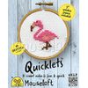 Mouseloft Mini Cross Stitch Kit - Flamingo, Quicklets Collection With 3" Wooden Frame & No Backstitch