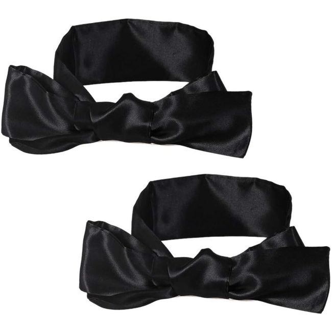 2Pc Satin Eye Mask Sleep Mask Adjustable Blindfold Eye Covers Travel Black New