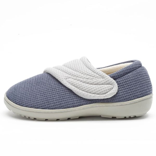 Sanaris Room Shoes, Nursing Shoes, Rehabilitation Shoes, Stylish, Women's, Slippers, Easy to Wear Slippers, Lightweight, Anti-Slip, Indoor and Outdoor Shoes, Slip-On, Nursing Shoes, Elderly Shoes, Slip-on Slippers, Dark Blue E