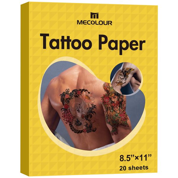 Printable Temporary Tattoo Paper for Inkjet Printer - 8.5"X11", 20 SHEETS - DIY Personalized Image Transfer Sheet for skin