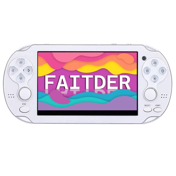 FAITDER-'A3' Classic 4.3" Portable Dual Joystick Handheld Game Console 10500+ Free Games 8GB Multifunctional Rechargeable Video Game Console Video Audio/Video/Music/E-Book/Picture/Recording（White）