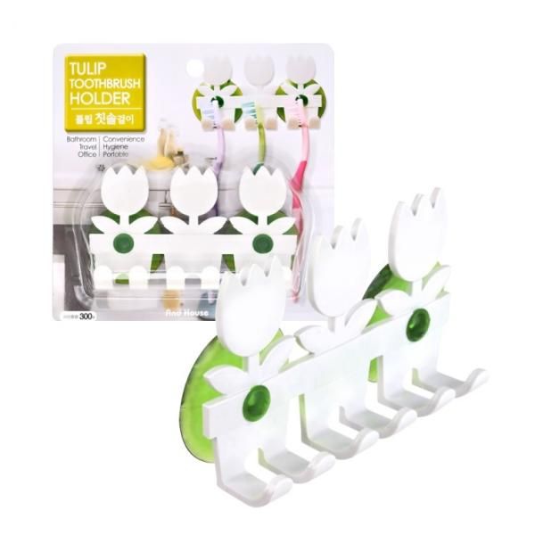 AndHouse 3-hole Tulip Toothbrush Holder Suction Stand Bathroom Accessories