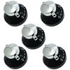 New World Gas Hob Oven Cooker Knobs Flame Control Switch (Pack of 5, Black/Silver)