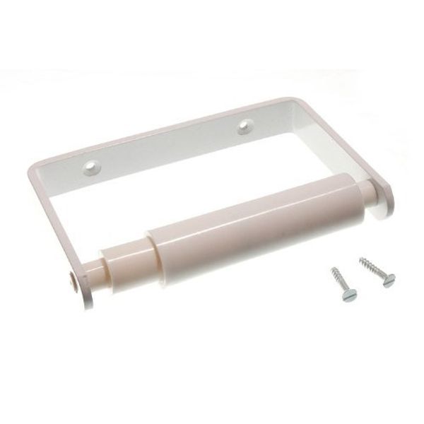 TOILET ROLL HOLDER WHITE WITH WHITE ROLLER AND SCREWS