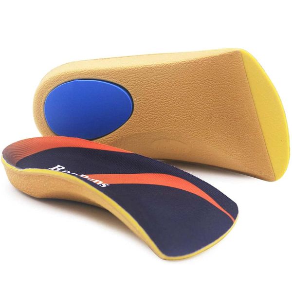 Arch Support Insoles, RooRuns 3/4 Plantar Fasciitis Insoles High Arch Support Insoles with Metatarsal Pads, Orthotic Inserts for Flat Feet, Heel Pain Relief, S