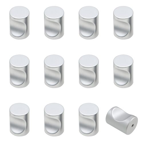 12 Pcs Aluminum Cylinder Drawer Pulls Wardrobe Knobs Modern Cylindrical Handle Minimalist Cabinet Handle Used for Cabinet Dresser (Silver)