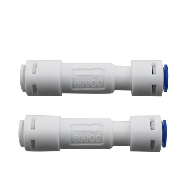 RLECS 2pcs 800CC Flow Restrictor with Quick Connect 1/4" OD Hose Reverse Osmosis Quick Pipe Fitting