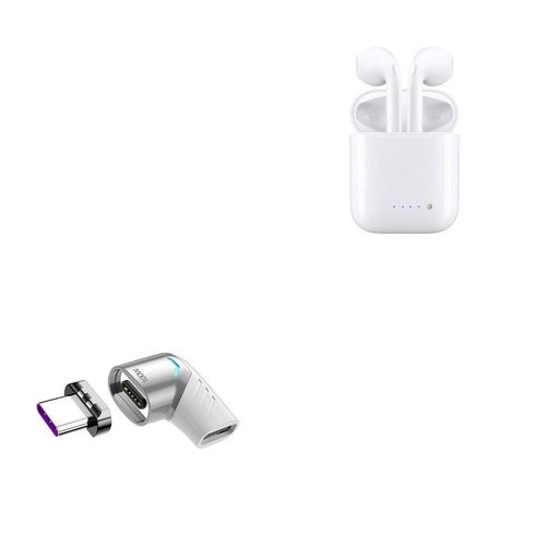 BoxWave Adapter Compatible with Art+Sound True Wireless Earbuds & Electric Lighter - MagnetoSnap PD Angle Adapter, Magnetic Charging Connector Device Saver - Metallic Silver