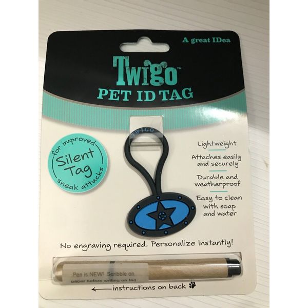 NEW TWIGO PET ID TAG BLUE SHERIFF