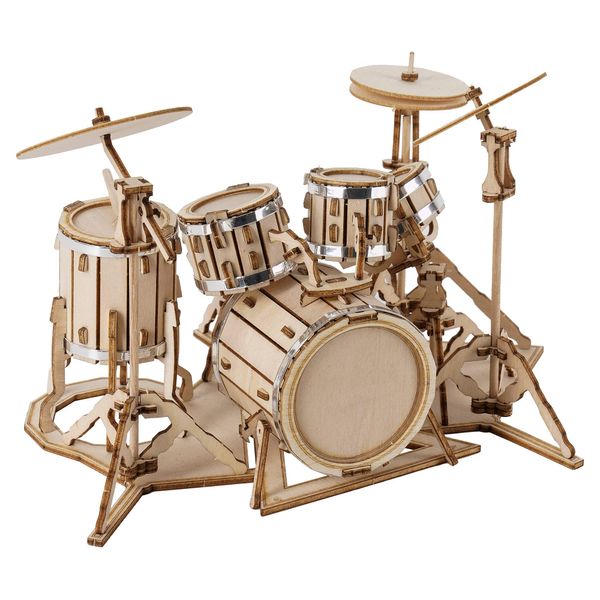 ROBOTIME Wooden Craft Kits for Kids 3D Wooden Puzzle DIY Model Drum Kit to Build for Boys Adorable Home Decoration for Teens